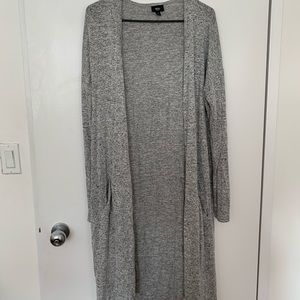 Extra Long Open Gray Cardigan